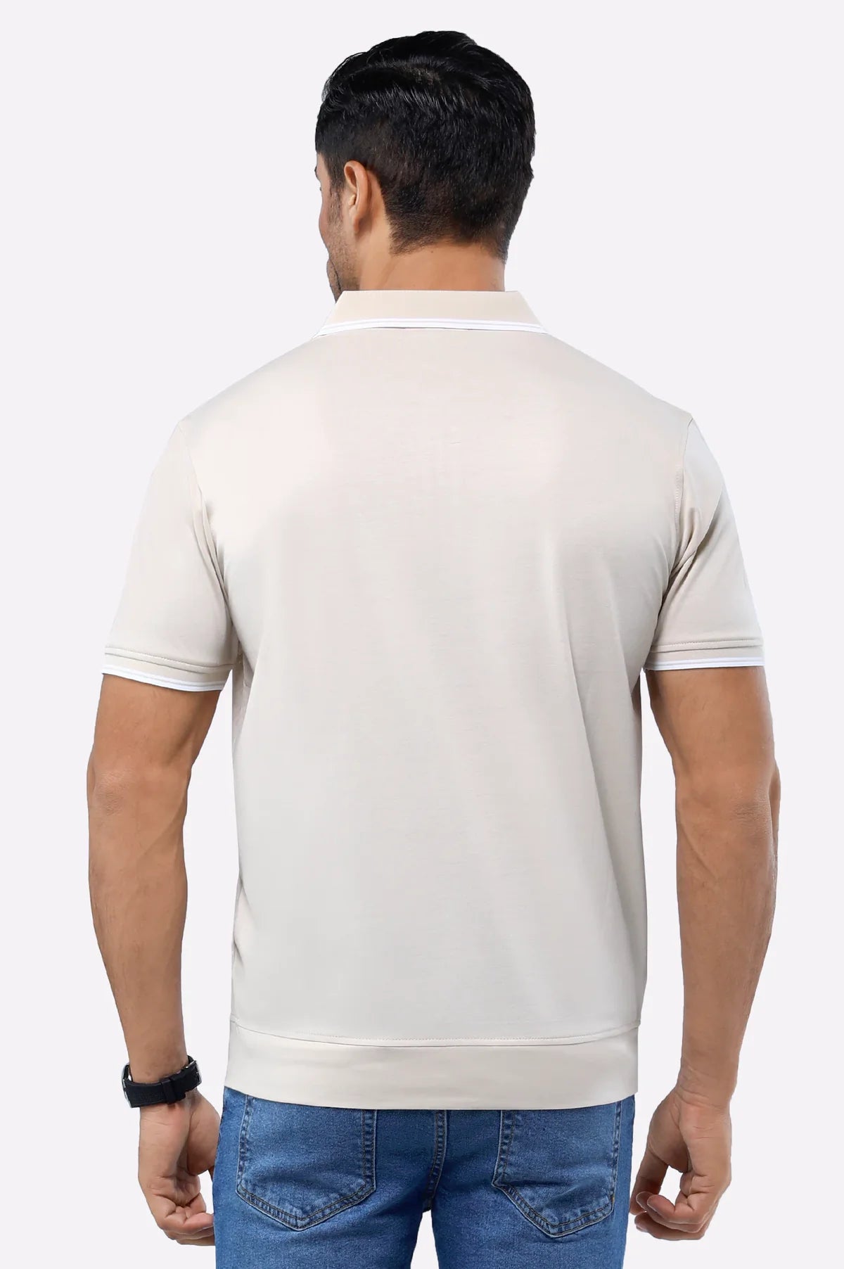 Black Jacquard Collar Polo