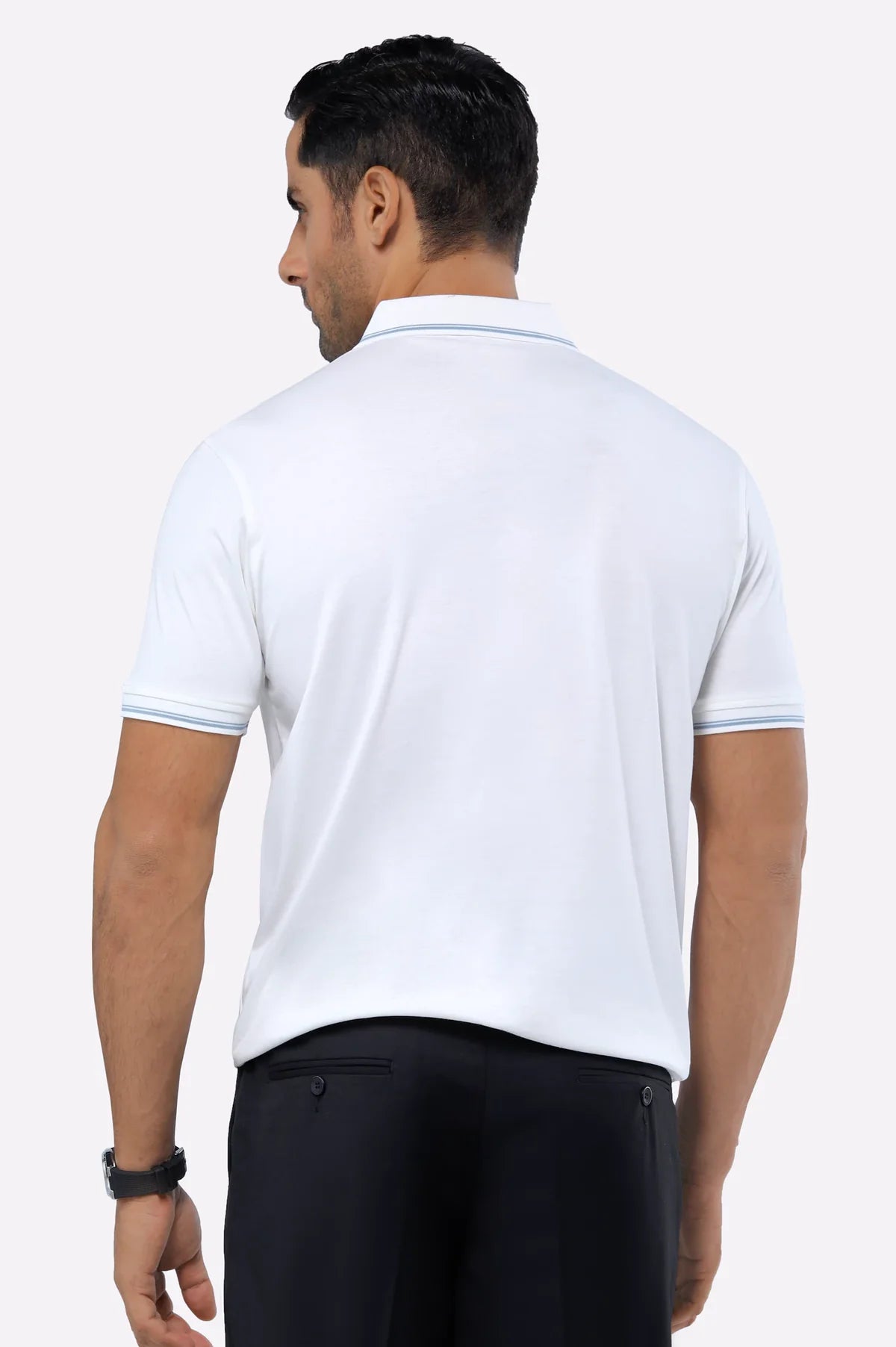 Black Jacquard Collar Polo