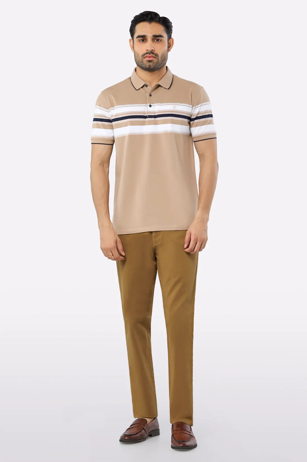 Beige Yarn Dyed Polo Beige Yarn Dyed Polo
