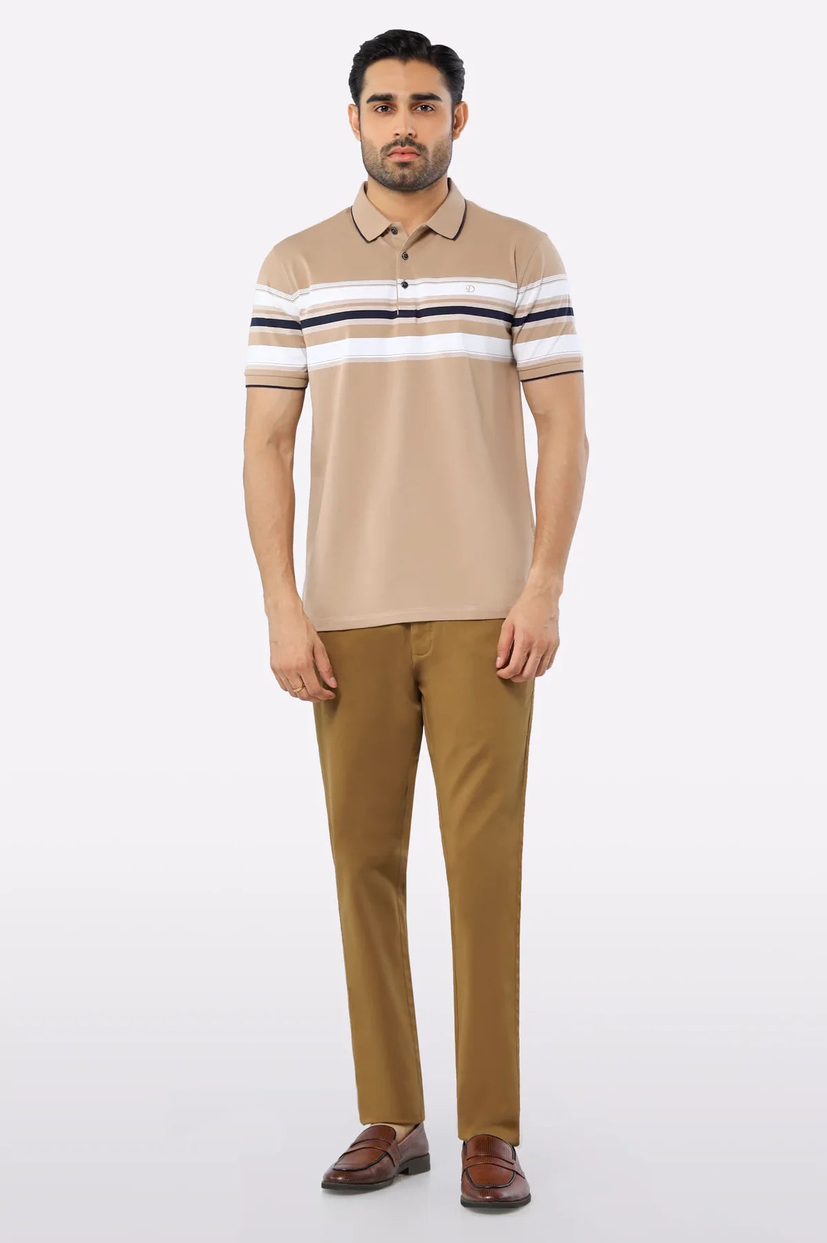 Beige Yarn Dyed Polo Beige Yarn Dyed Polo