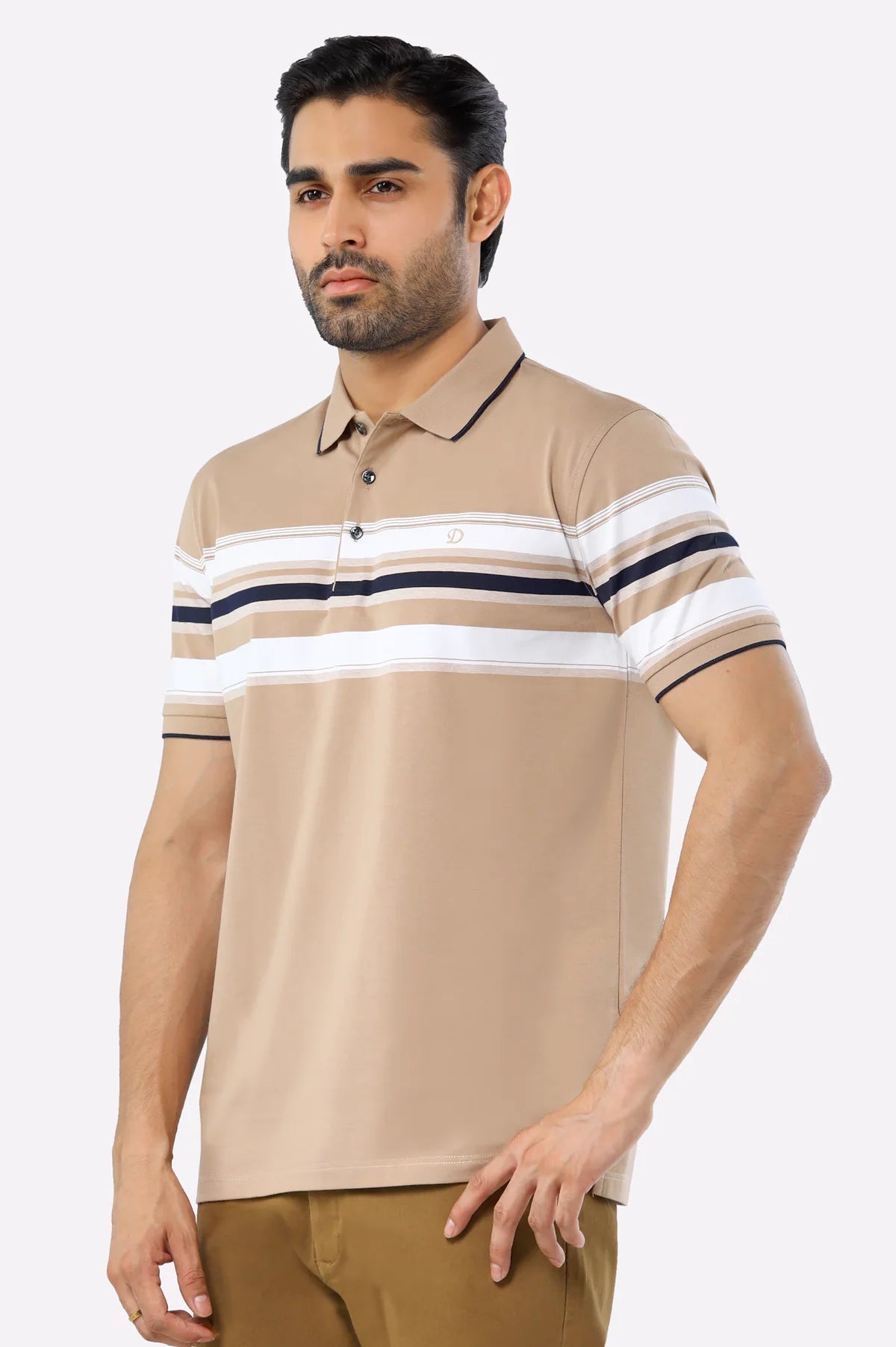 Beige Yarn Dyed Polo Beige Yarn Dyed Polo