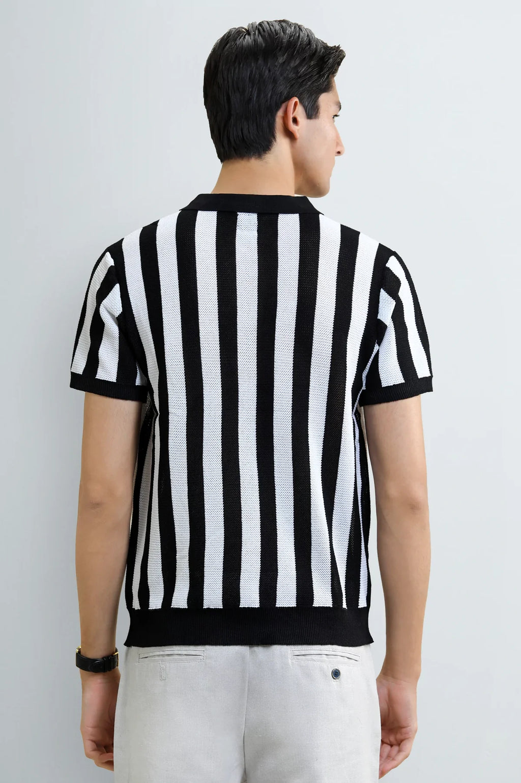 Black Jacquard Collar Polo
